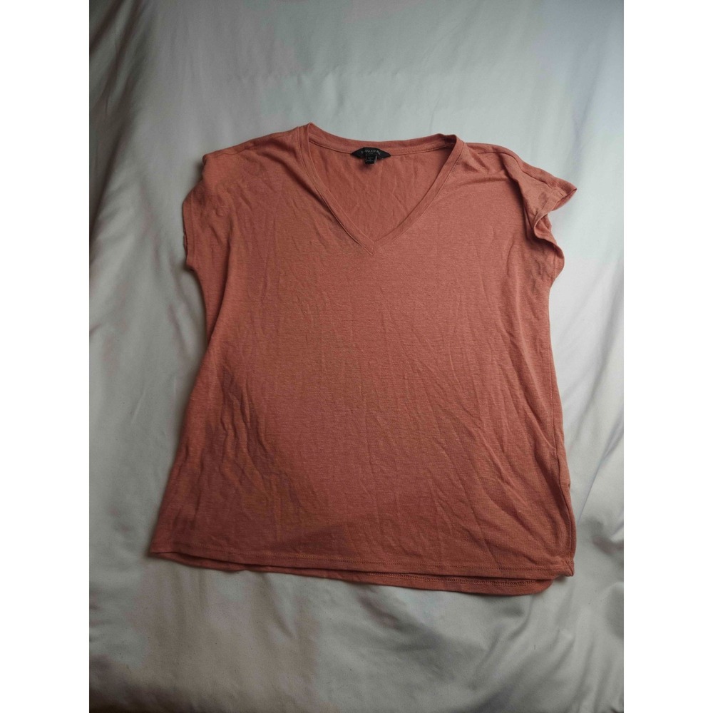 Banana Republic Top Womens PS Petite Orange Coastal Grandma Short Sleeve V-Neck